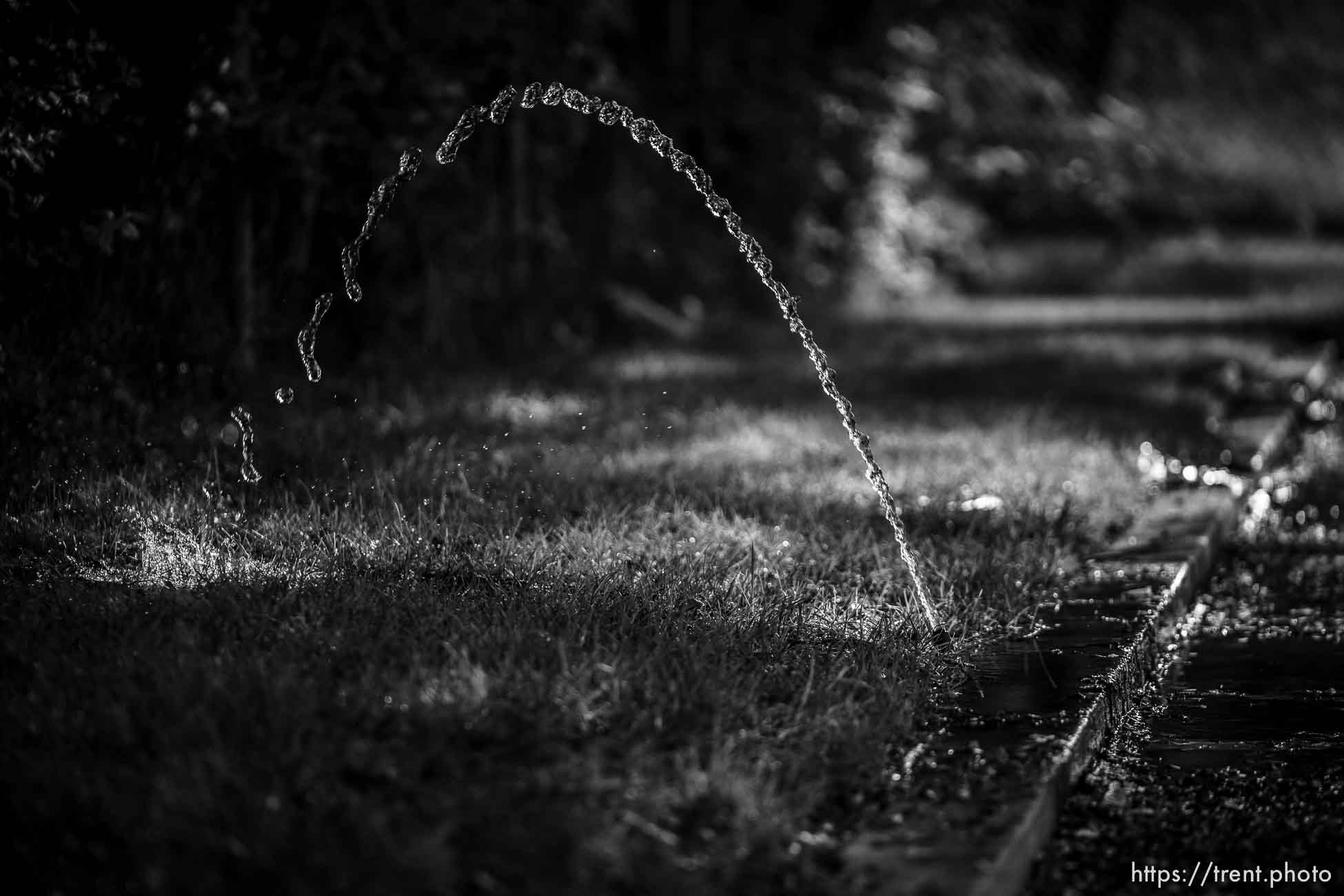 sprinklers at an LDS chapel in Salt Lake City on Thursday, Sept. 8, 2022.