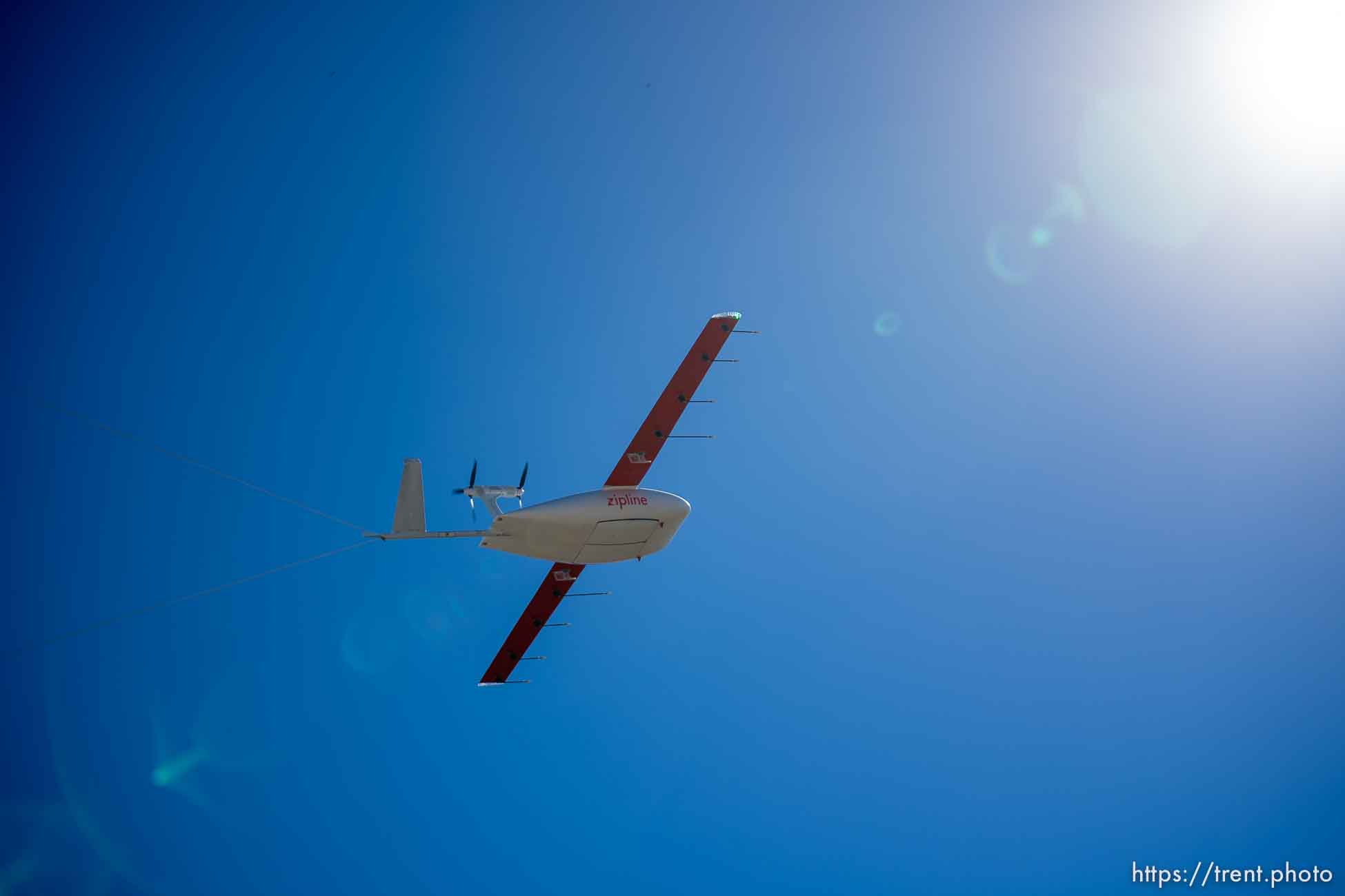 (Trent Nelson  |  The Salt Lake Tribune) A Zipline drone flies in South Jordan on Tuesday, Oct. 4, 2022.