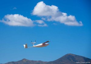 (Trent Nelson  |  The Salt Lake Tribune) A Zipline drone flies in South Jordan on Tuesday, Oct. 4, 2022.