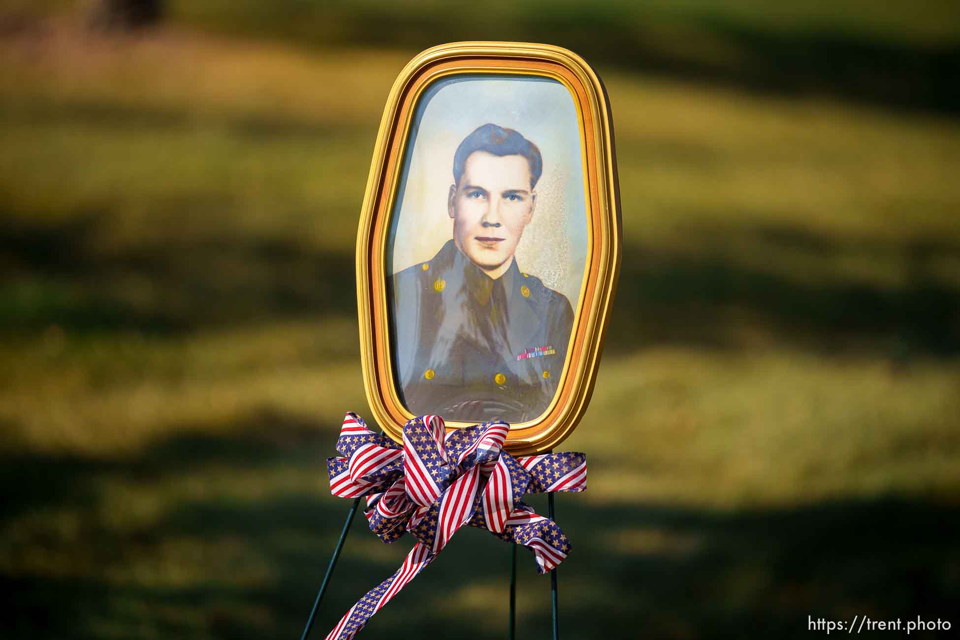 (Trent Nelson  |  The Salt Lake Tribune)  Sgt. Elvin Lee Phillips is laid to rest at Utah Veteran’s Cemetery and Memorial Park in Bluffdale on Tuesday, Oct. 11, 2022, almost 80 years after he was killed in action during World War II.