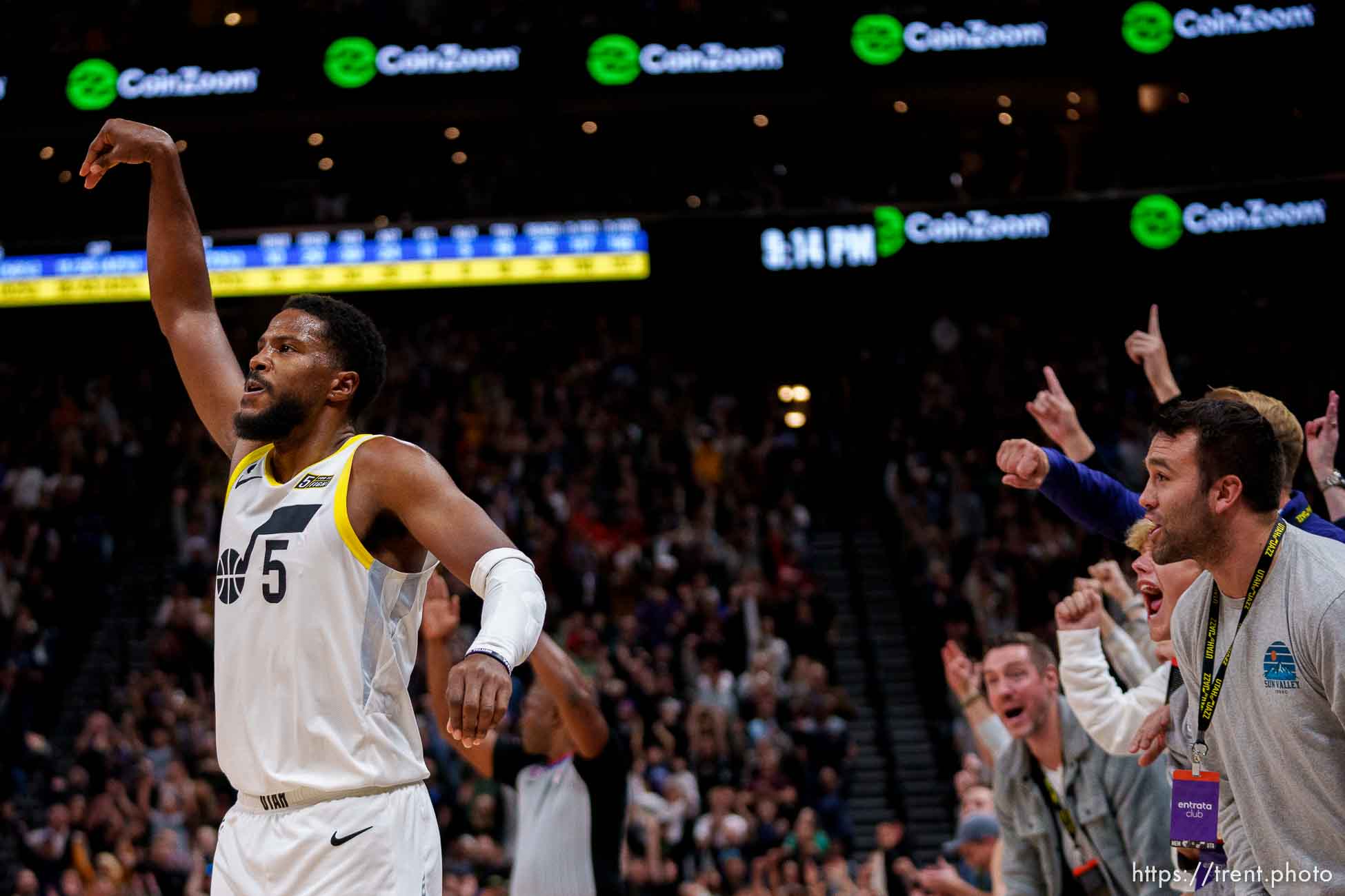 (Trent Nelson  |  The Salt Lake Tribune) Utah Jazz guard Malik Beasley (5) as the Utah Jazz host the Memphis Grizzlies, NBA basketball in Salt Lake City on Saturday, Oct. 29, 2022.