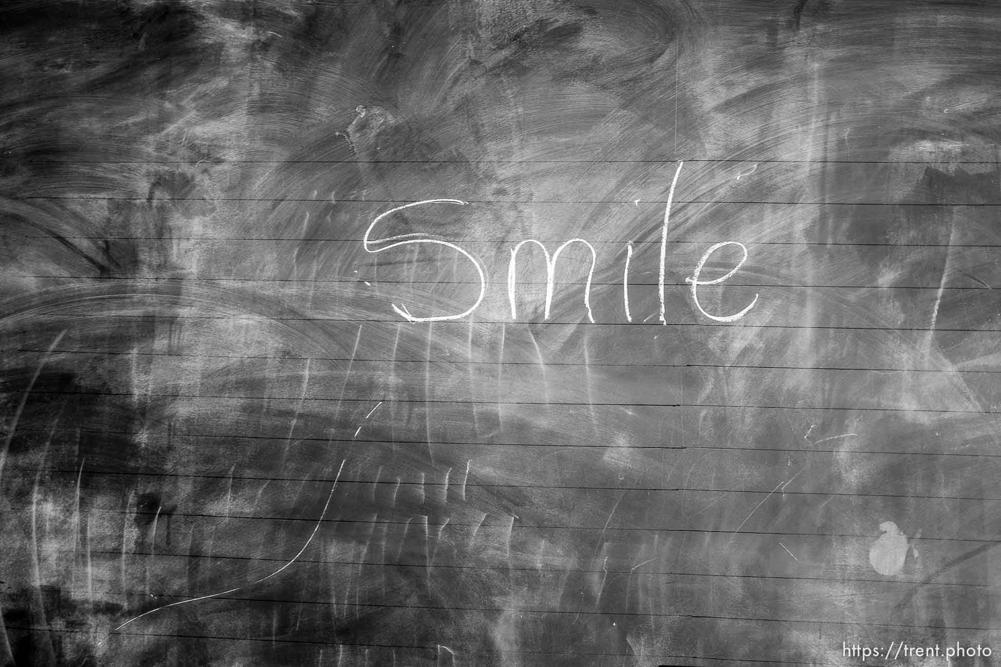 smile on chalkboard. Edson Academy on Saturday Nov. 16, 2019.