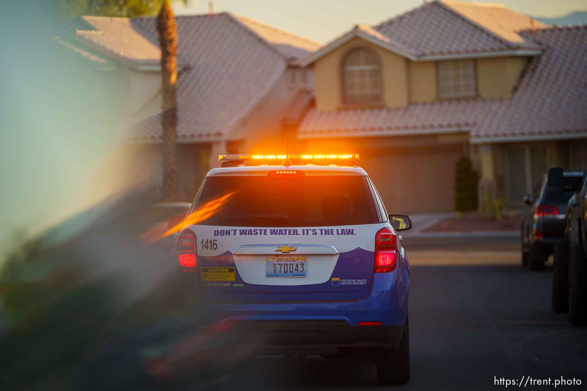 (Trent Nelson  |  The Salt Lake Tribune) Salvador Polanco-Gamez, a conservation aide with the Las Vegas Valley Water District, patrols in Summerlin, a community in the Las Vegas Valley, Nevada on Thursday, Sept. 29, 2022.