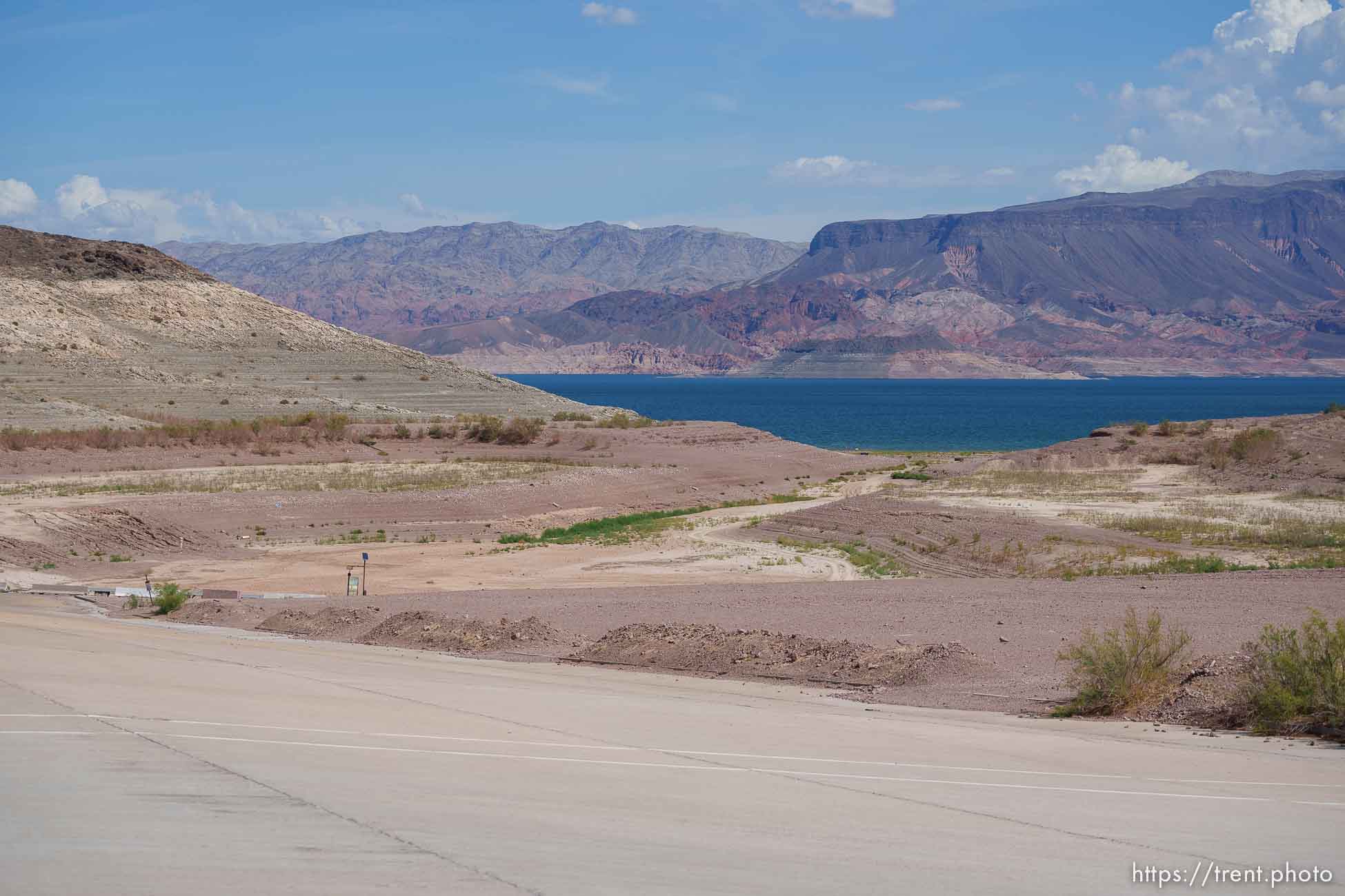 (Trent Nelson  |  The Salt Lake Tribune) The Boulder Harbor launch ramp, previously submerged, is now completely arid and dry at Lake Mead in Nevada on Thursday, Sept. 29, 2022.