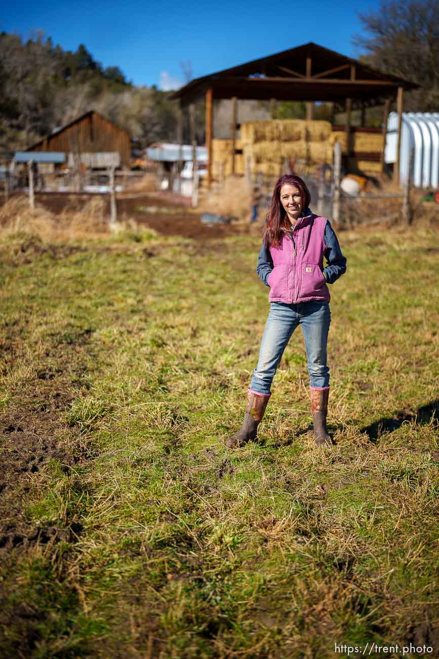 (Trent Nelson  |  The Salt Lake Tribune) Dusty Reese on her family's farm in Mt. Carmel on Thursday, Nov. 10, 2022.