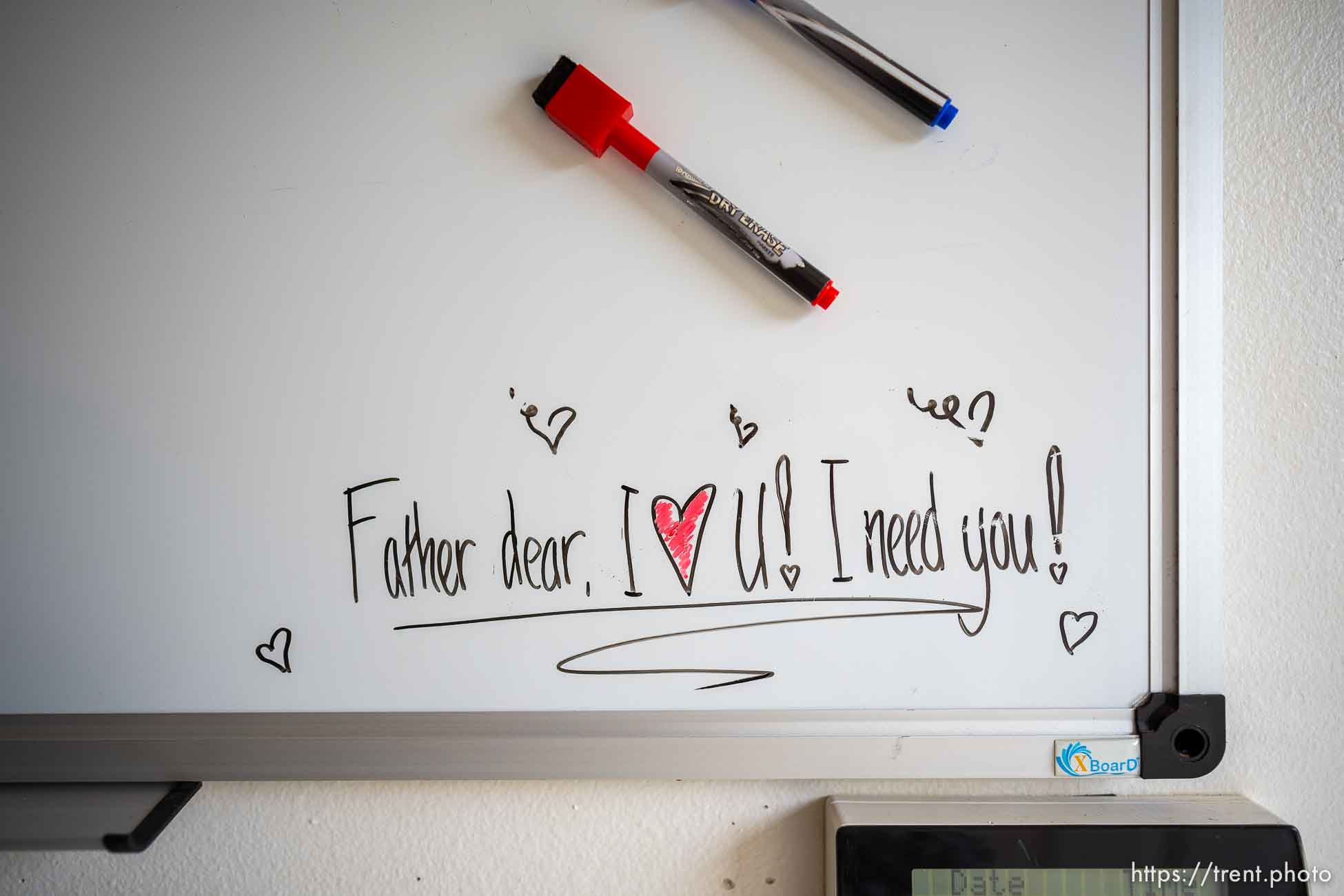 (Trent Nelson  |  The Salt Lake Tribune) A love note on a whiteboard in the Colorado City, Ariz. warehouse where the FBI arrested Samuel Bateman on Tuesday, Sept. 13, 2022.