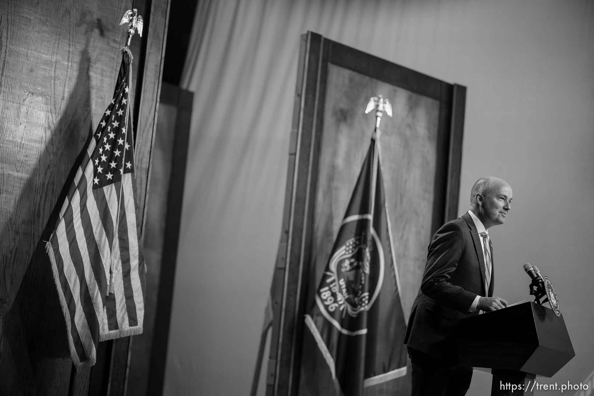 (Trent Nelson  |  The Salt Lake Tribune) Gov. Spencer Cox speaks at his monthly news conference in Salt Lake City on Thursday, Dec. 15, 2022.