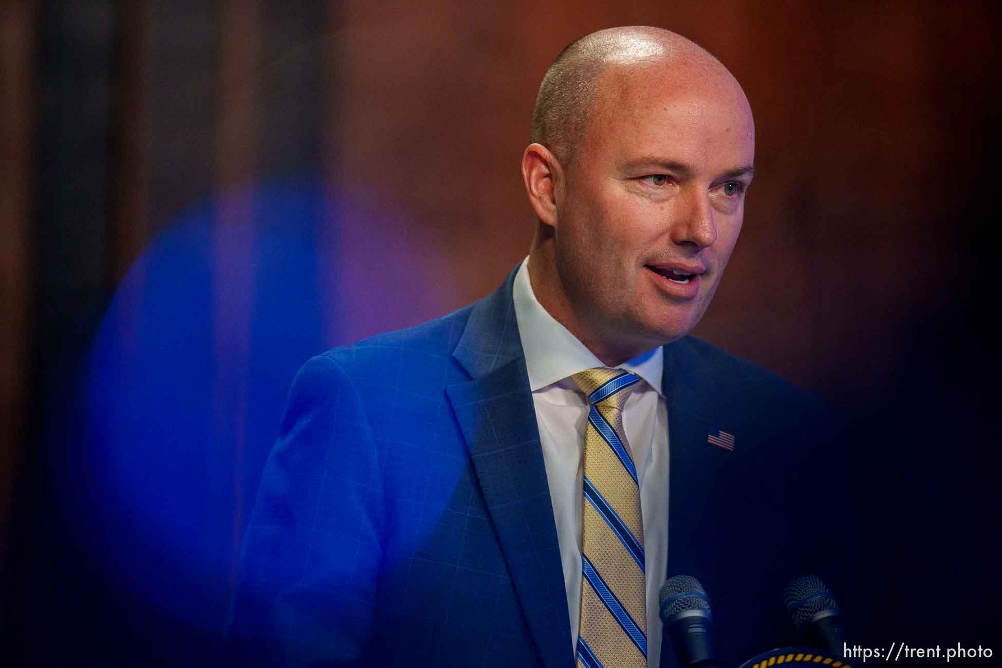 (Trent Nelson  |  The Salt Lake Tribune) Gov. Spencer Cox speaks at his monthly news conference in Salt Lake City on Thursday, Dec. 15, 2022.