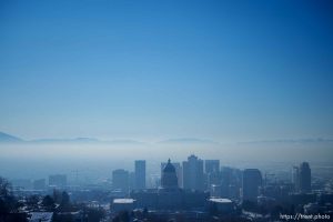 (Trent Nelson  |  The Salt Lake Tribune) Hazy skies over Salt Lake City on Monday, Dec. 19, 2022.