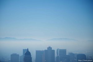 (Trent Nelson  |  The Salt Lake Tribune) Hazy skies over Salt Lake City on Monday, Dec. 19, 2022.