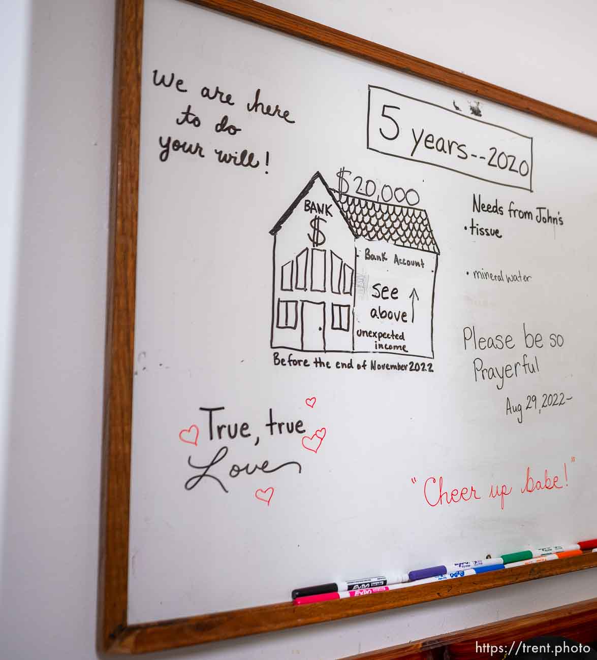 (Trent Nelson  |  The Salt Lake Tribune) A whiteboard at Samuel Bateman's home in Colorado City, Ariz., on Tuesday, Sept. 13, 2022.