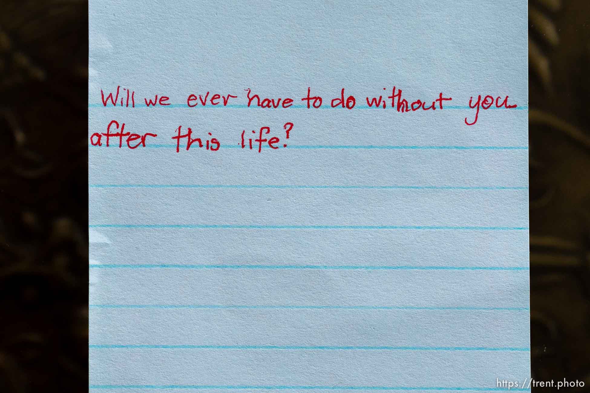 (Trent Nelson  |  The Salt Lake Tribune) Questions for Samuel Bateman, in jail, from his family, in Colorado City, Ariz., on Wednesday, Sept. 14, 2022.