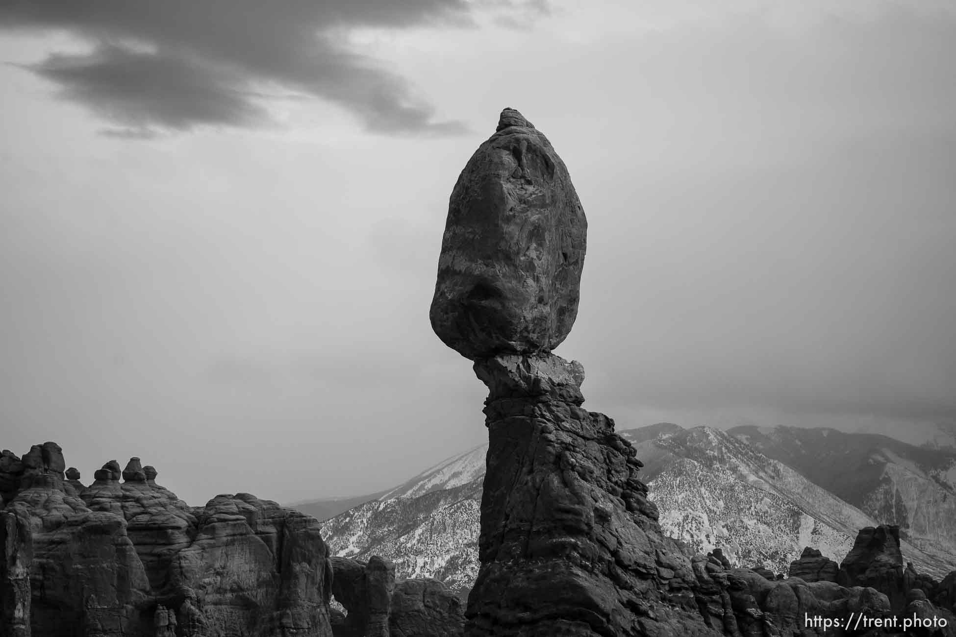 balanced rock, arches national park, on Sunday, Jan. 1, 2023.