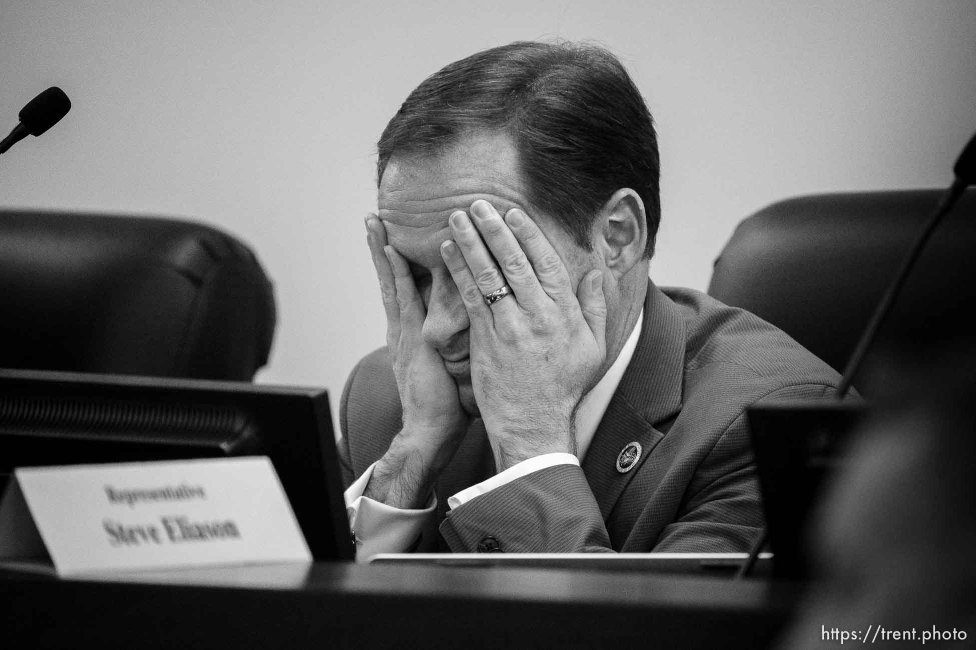 (Trent Nelson  |  The Salt Lake Tribune) Rep. Steve Eliason, R-Sandy, in a meeting of the House Health and Human Services Standing Committee, in Salt Lake City on Wednesday, Feb. 1, 2023.