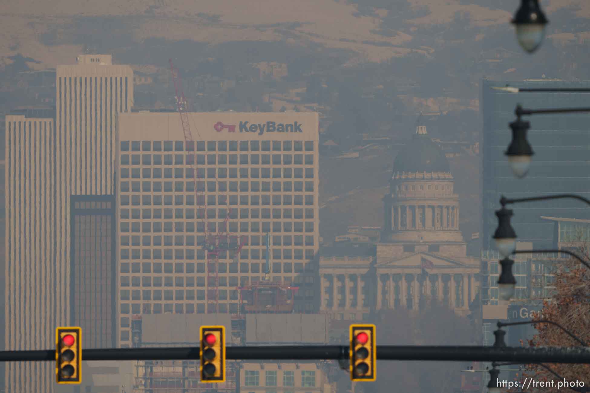 (Trent Nelson  |  The Salt Lake Tribune) Hazy air over Salt Lake City on Thursday, Feb. 2, 2023.