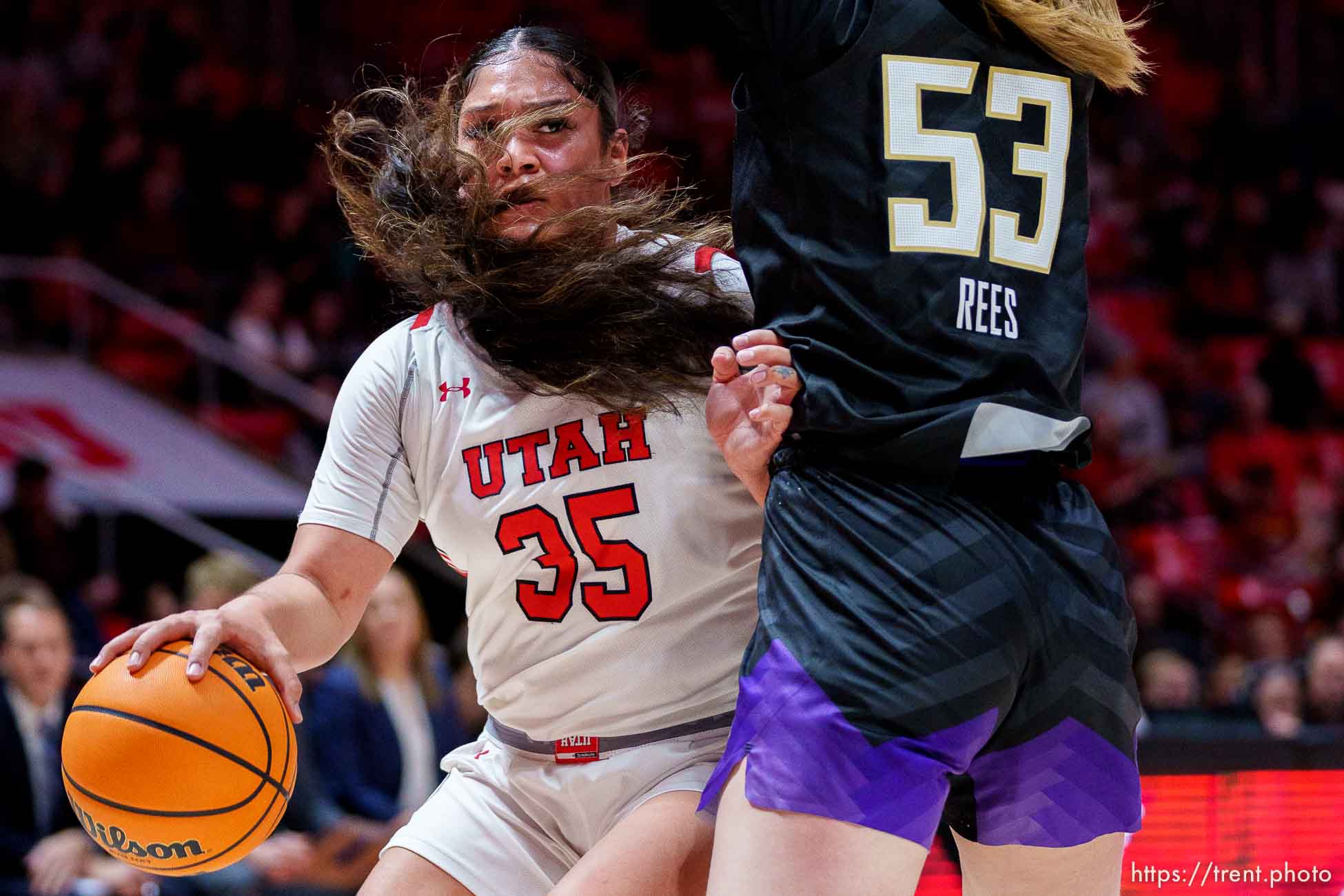 (Trent Nelson  |  The Salt Lake Tribune) Utah Utes forward Alissa Pili (35) as Utah hosts Washington, NCAA basketball in Salt Lake City on Friday, Feb. 10, 2023.