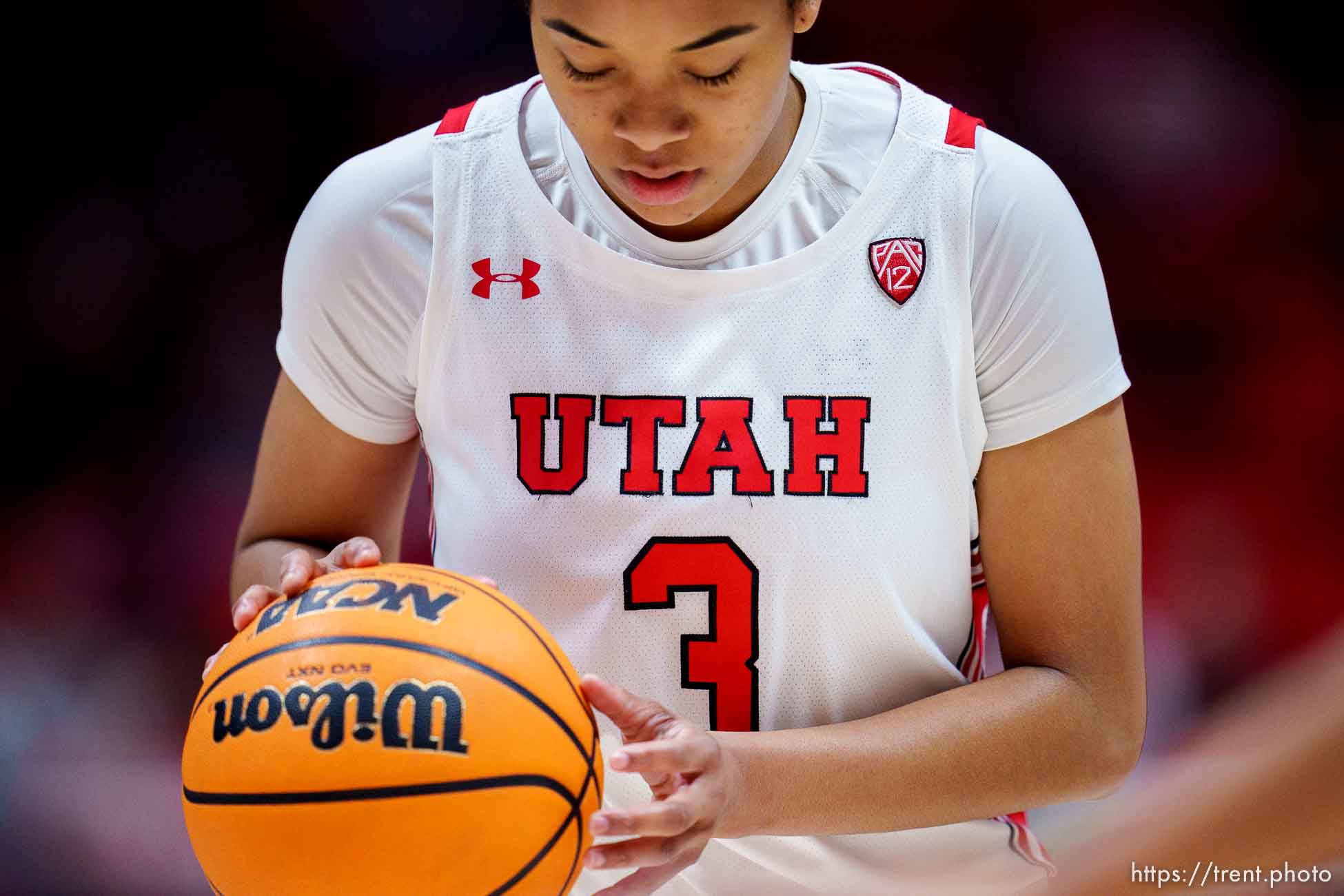 (Trent Nelson  |  The Salt Lake Tribune) Utah Utes guard Lani White (3) as Utah hosts Washington, NCAA basketball in Salt Lake City on Friday, Feb. 10, 2023.