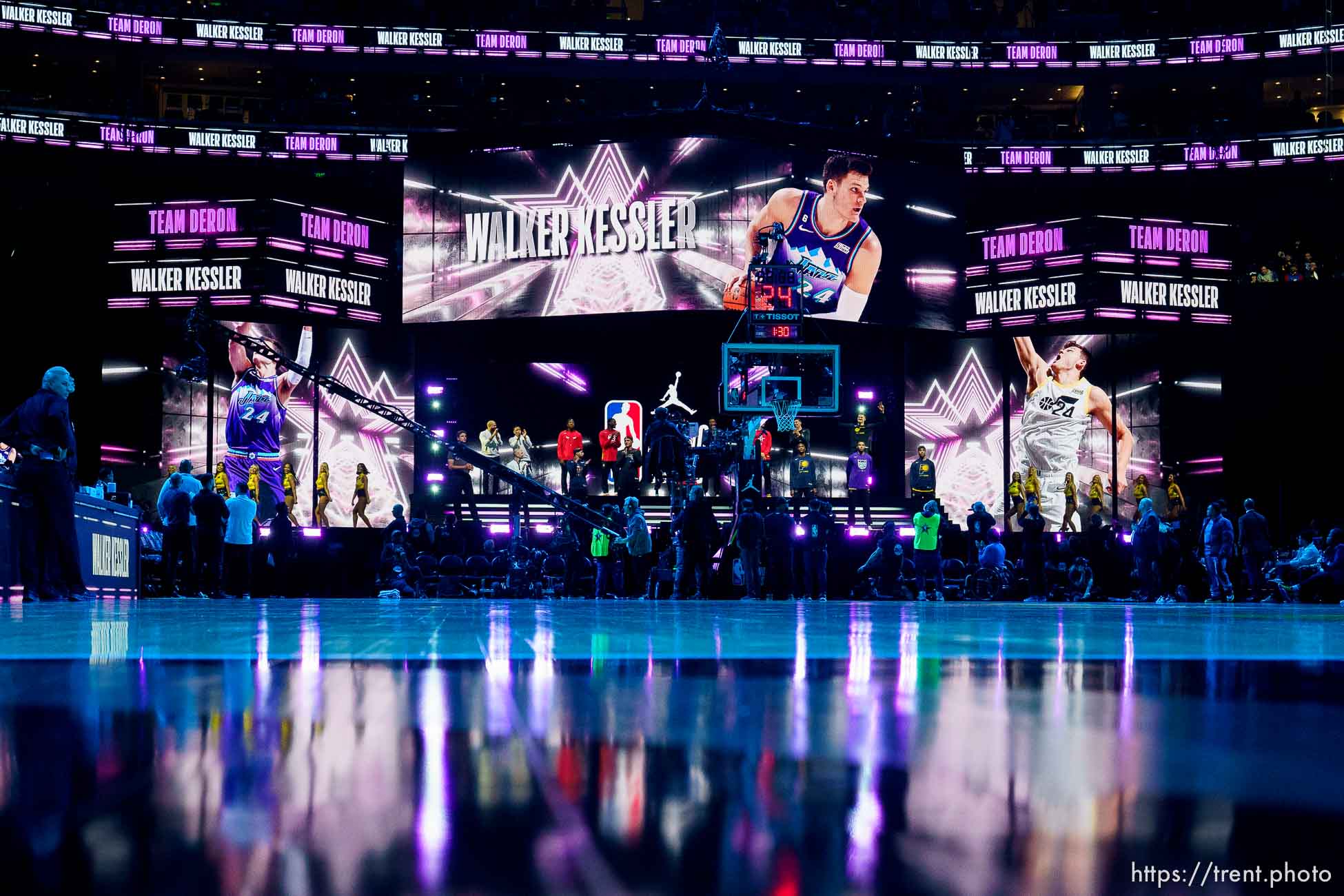 (Trent Nelson  |  The Salt Lake Tribune) Team Deron's Walker Kessler (24) is introduced at the Jordan Rising Stars event as part of NBA All-Star Weekend, in Salt Lake City on Friday, Feb. 17, 2023.