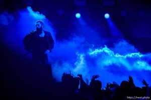 (Trent Nelson  |  The Salt Lake Tribune) Post Malone performs at the NBA All-Star game in Salt Lake City on Sunday, Feb. 19, 2023.