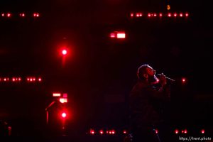 (Trent Nelson  |  The Salt Lake Tribune) Post Malone performs at the NBA All-Star game in Salt Lake City on Sunday, Feb. 19, 2023.