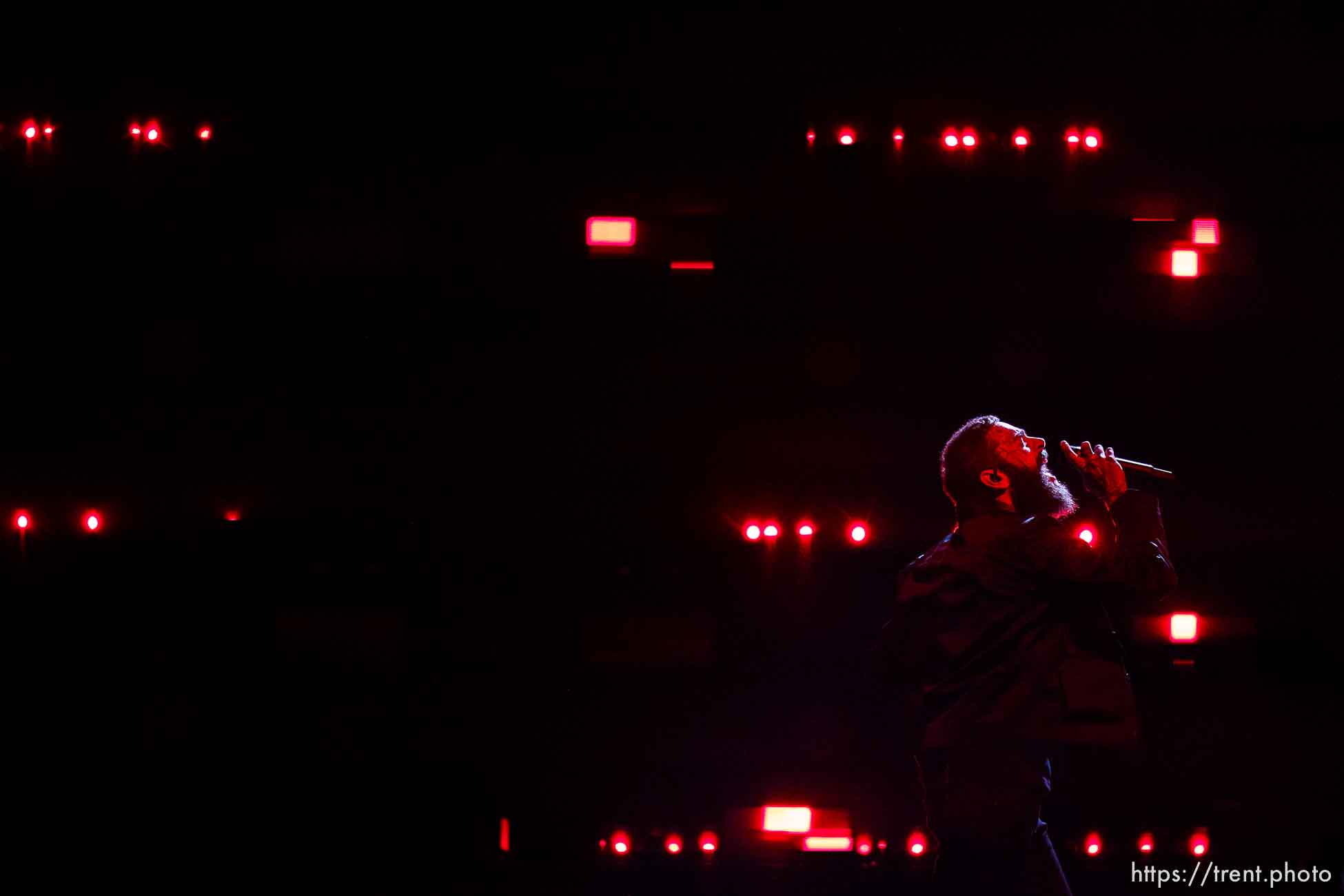 (Trent Nelson  |  The Salt Lake Tribune) Post Malone performs at the NBA All-Star game in Salt Lake City on Sunday, Feb. 19, 2023.