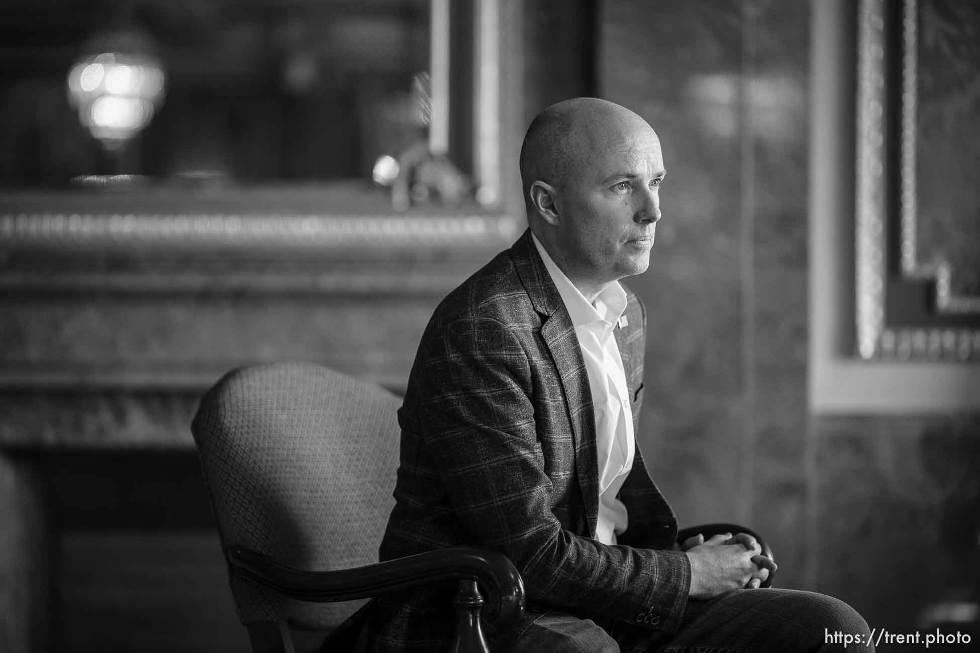 (Trent Nelson  |  The Salt Lake Tribune) Gov. Spencer Cox talks in Salt Lake City on the last day of the legislative session, Friday, March 3, 2023.