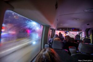 (Trent Nelson  |  The Salt Lake Tribune) An Operation Recovery van transports clients to its methadone clinic in Price before dawn on Wednesday, March 22, 2023.