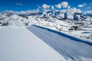 (Trent Nelson  |  The Salt Lake Tribune) Snow covers Little Dell Reservoir on Wednesday, April 5, 2023.