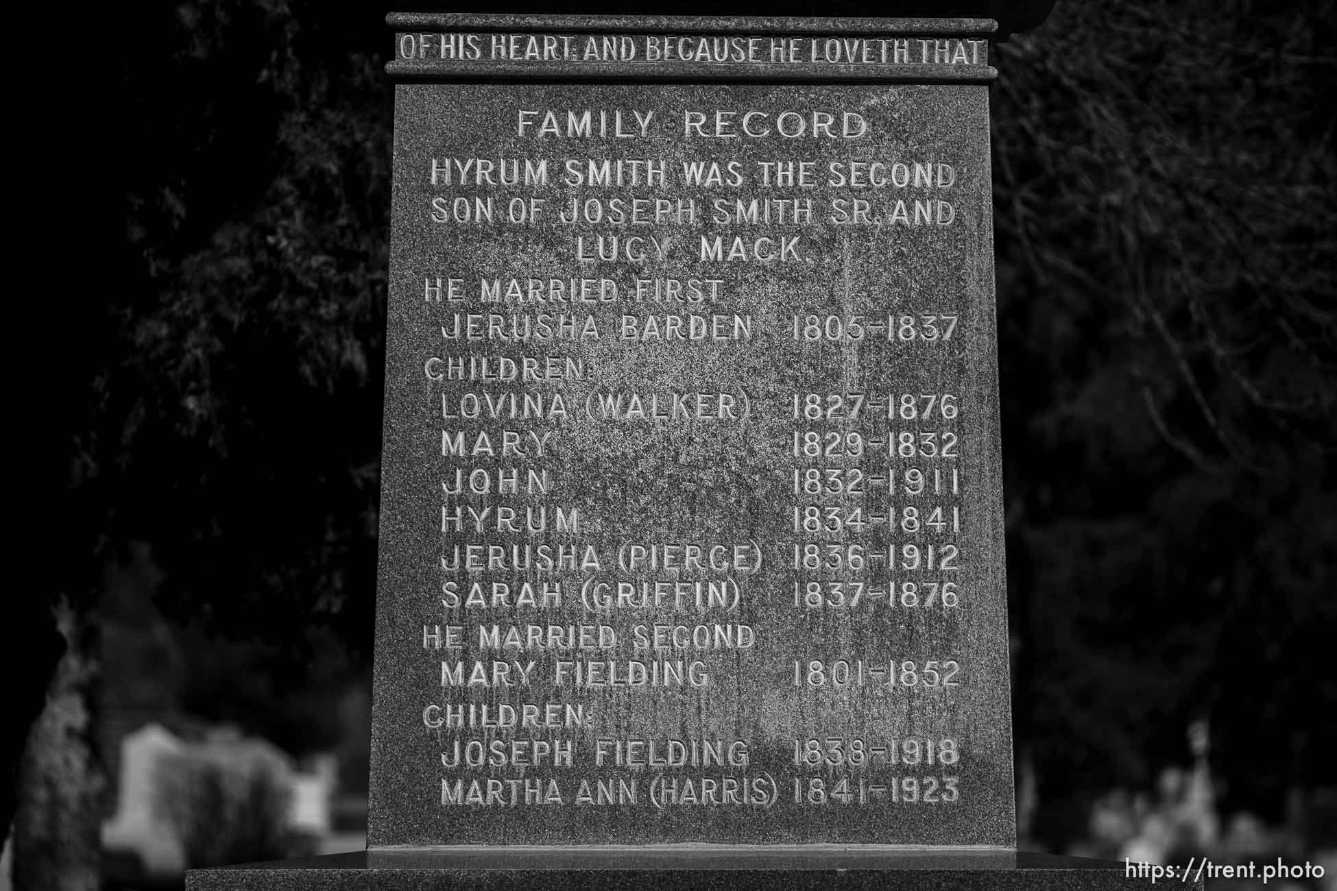 hyrum smith marker with wives, Salt Lake City, on Wednesday, April 26, 2023.