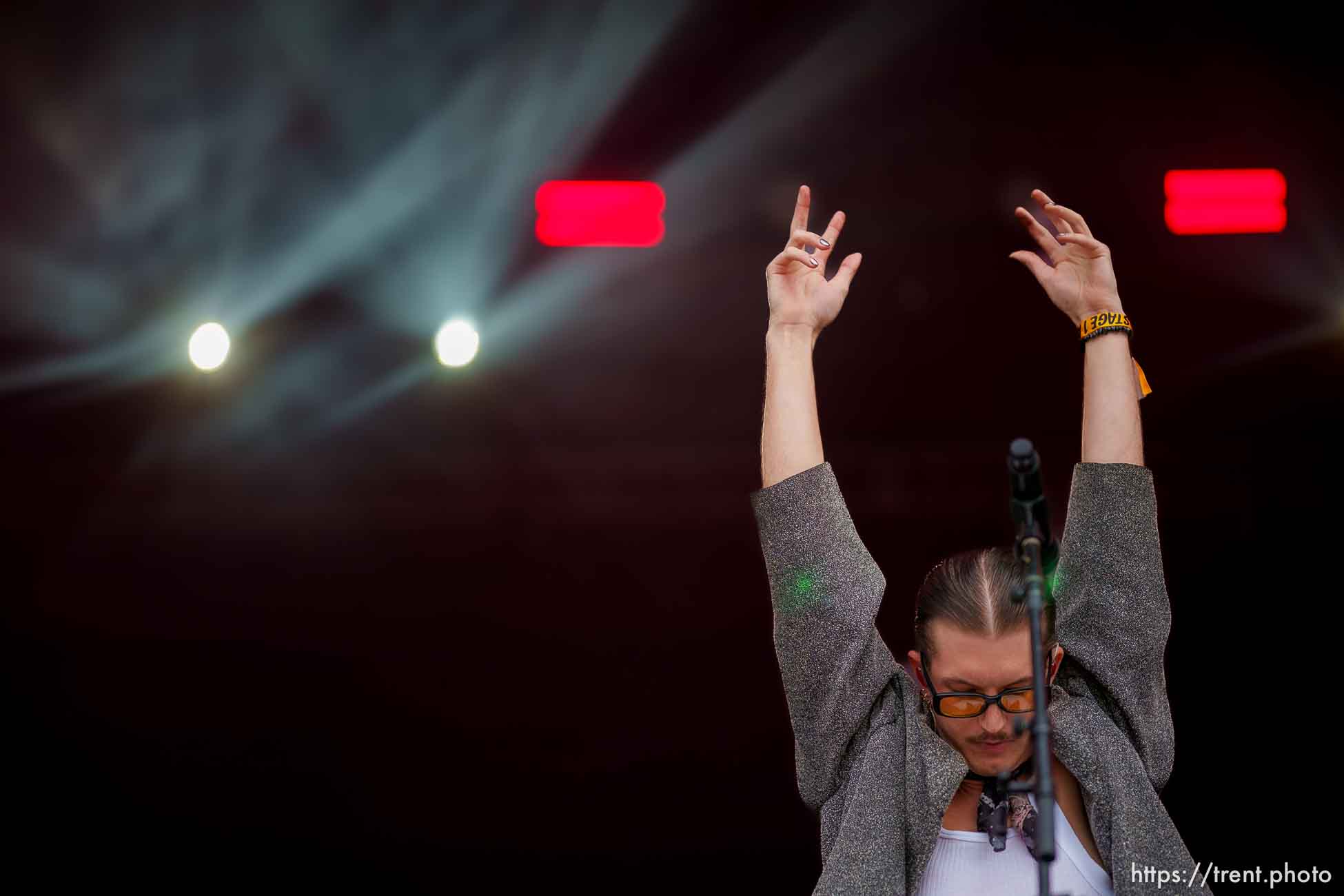 (Trent Nelson  |  The Salt Lake Tribune) Gus Dapperton performs at Kilby Court Block Party in Salt Lake City on Saturday, May 13, 2023.