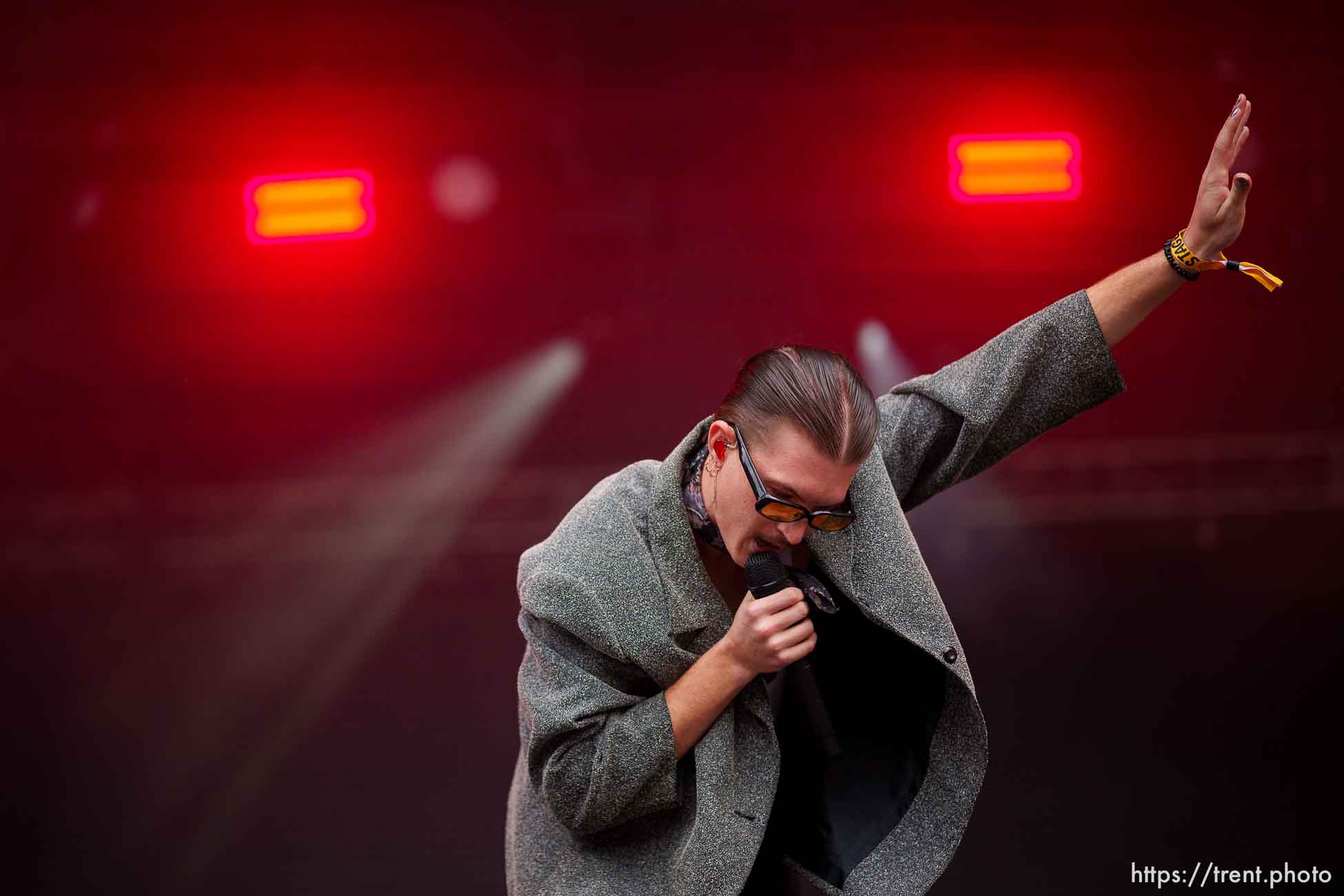 (Trent Nelson  |  The Salt Lake Tribune) Gus Dapperton performs at Kilby Court Block Party in Salt Lake City on Saturday, May 13, 2023.