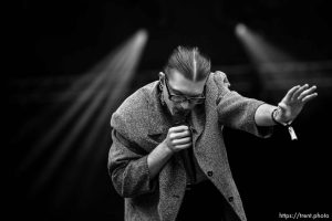 (Trent Nelson  |  The Salt Lake Tribune) Gus Dapperton performs at Kilby Court Block Party in Salt Lake City on Saturday, May 13, 2023.