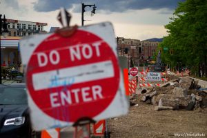 (Trent Nelson  |  The Salt Lake Tribune) Road construction on Highland Drive in Salt Lake City on Thursday, June 1, 2023.