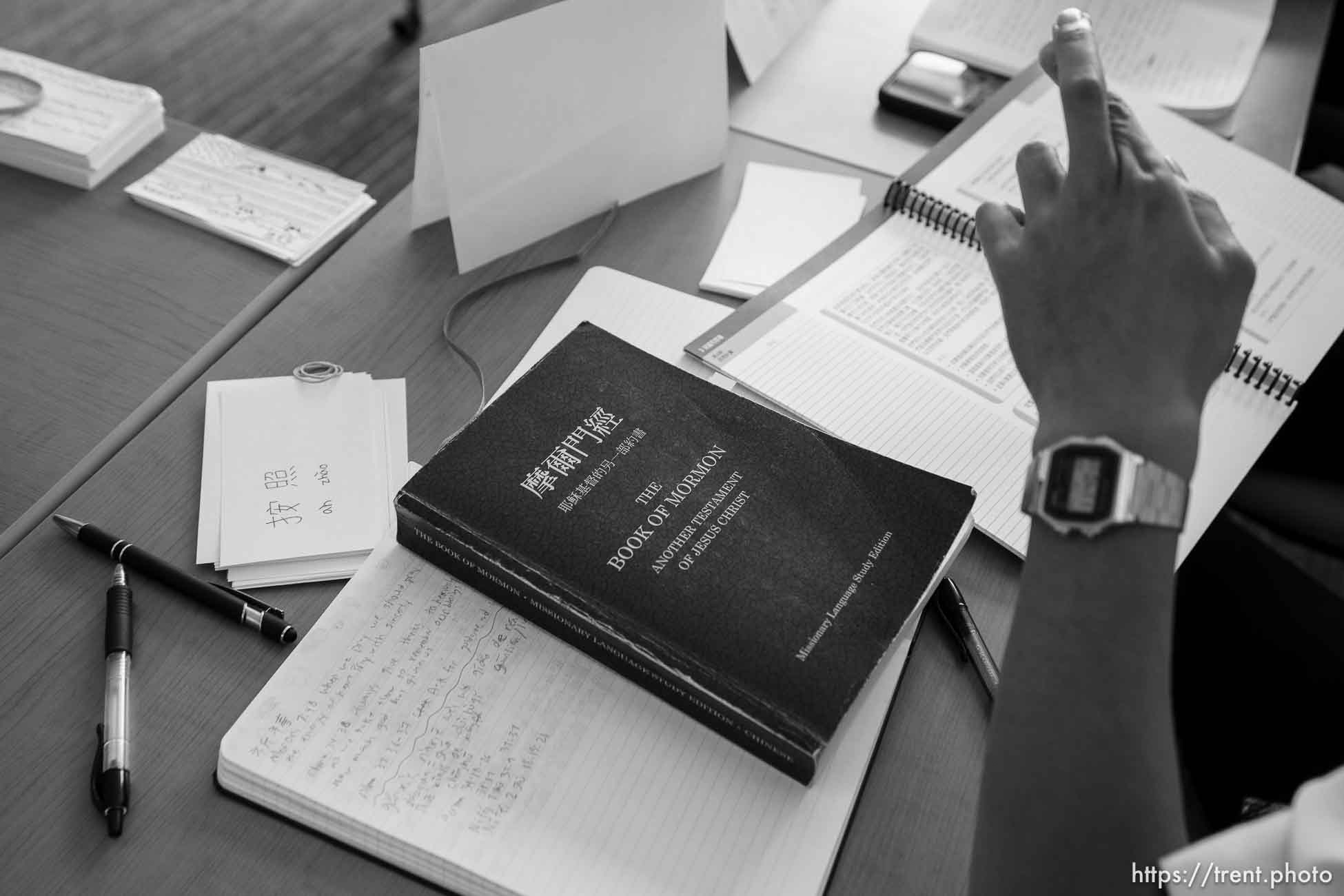 (Trent Nelson  |  The Salt Lake Tribune) Missionaries in a Mandarin class at the Missionary Training Center in Provo on Thursday, June 22, 2023.