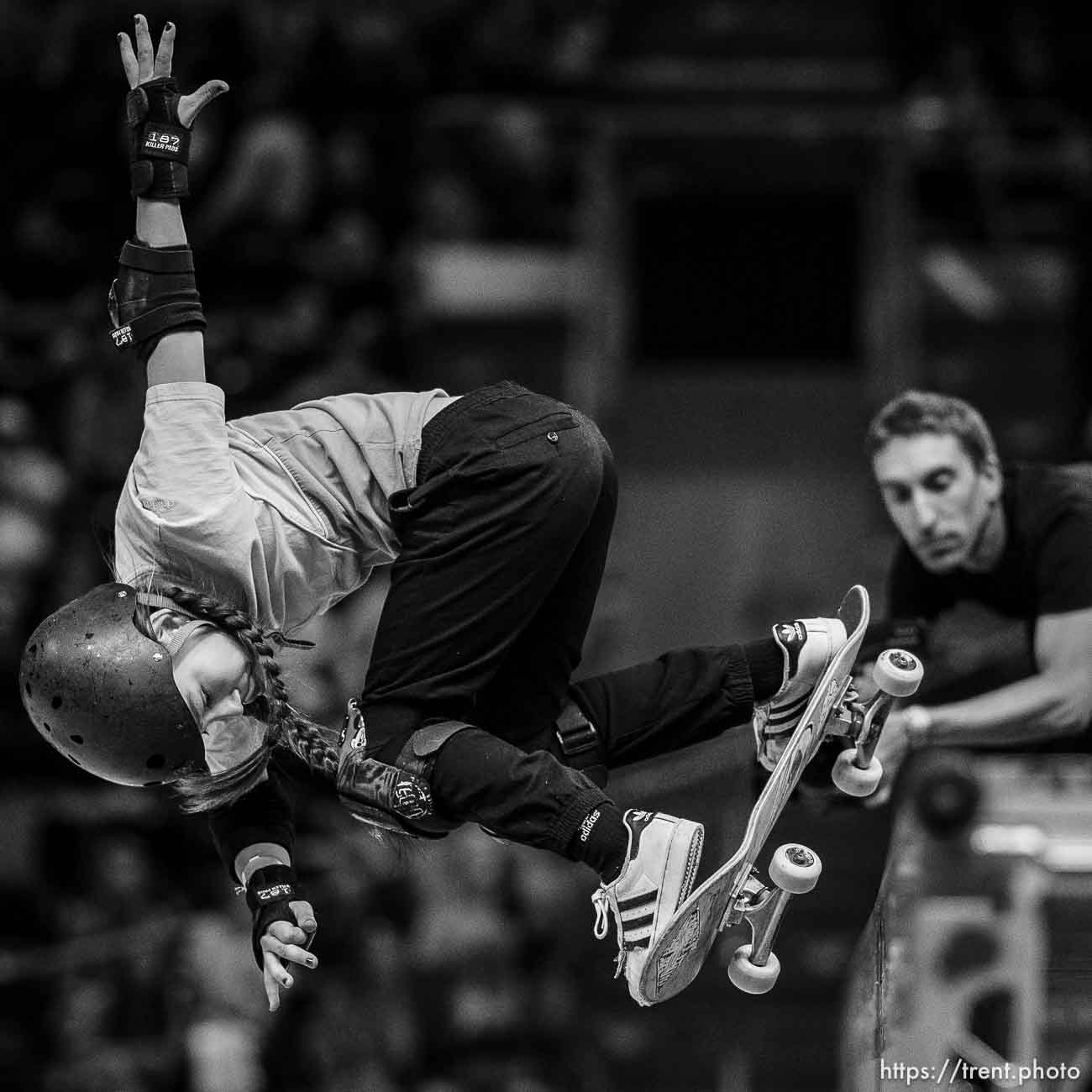 (Trent Nelson  |  The Salt Lake Tribune) Reese Nelson, 3rd in the women's semifinals, Tony Hawk's Vert Alert in Salt Lake City on Friday, June 23, 2023.