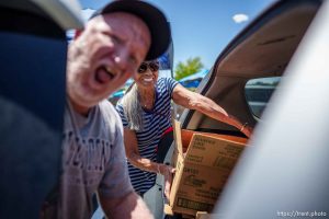 (Trent Nelson  |  The Salt Lake Tribune) 
at a mobile food pantry sponsored by Utah Food Bank in Taylorsville on Monday, June 26, 2023.