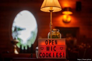 (Trent Nelson  |  The Salt Lake Tribune) The Carriage House Sessions open mic night at Cafe 140B in Salt Lake City on Monday, July 3, 2023.