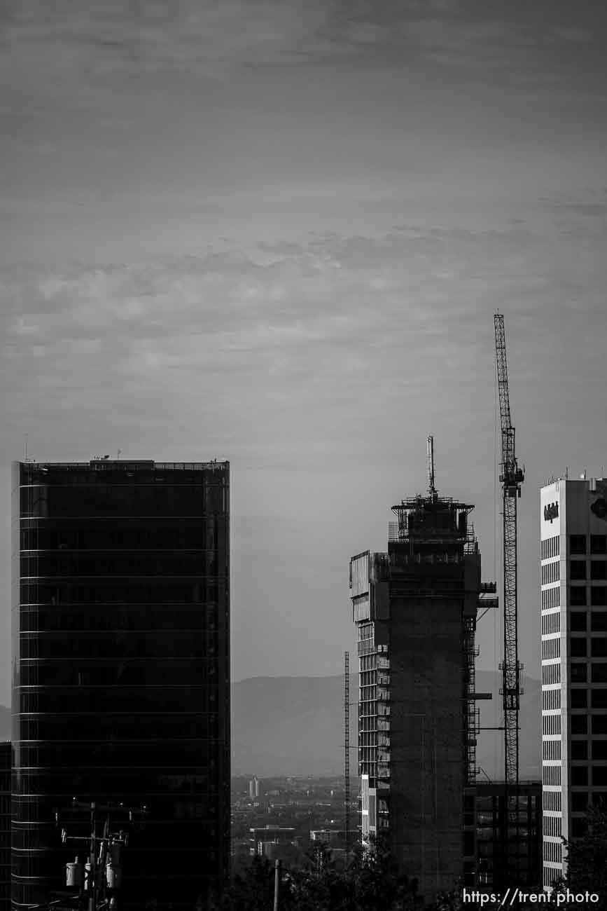 (Trent Nelson | The Salt Lake Tribune) Construction of Astra Tower in Salt Lake City on Monday July 17, 2023.