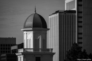 Council Hall and the LDS Church Office Building in Salt Lake City on Monday July 17, 2023.