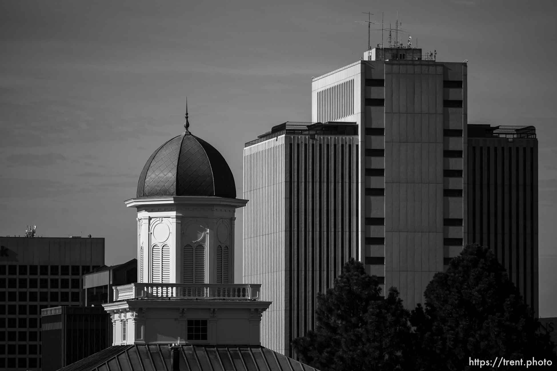 Council Hall and the LDS Church Office Building in Salt Lake City on Monday July 17, 2023.