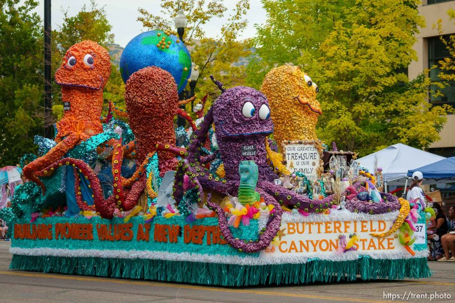 (Trent Nelson  |  The Salt Lake Tribune) A float from Butterfield Canyon Stake at the Days of '47 Parade in Salt Lake City on Monday, July 24, 2023.