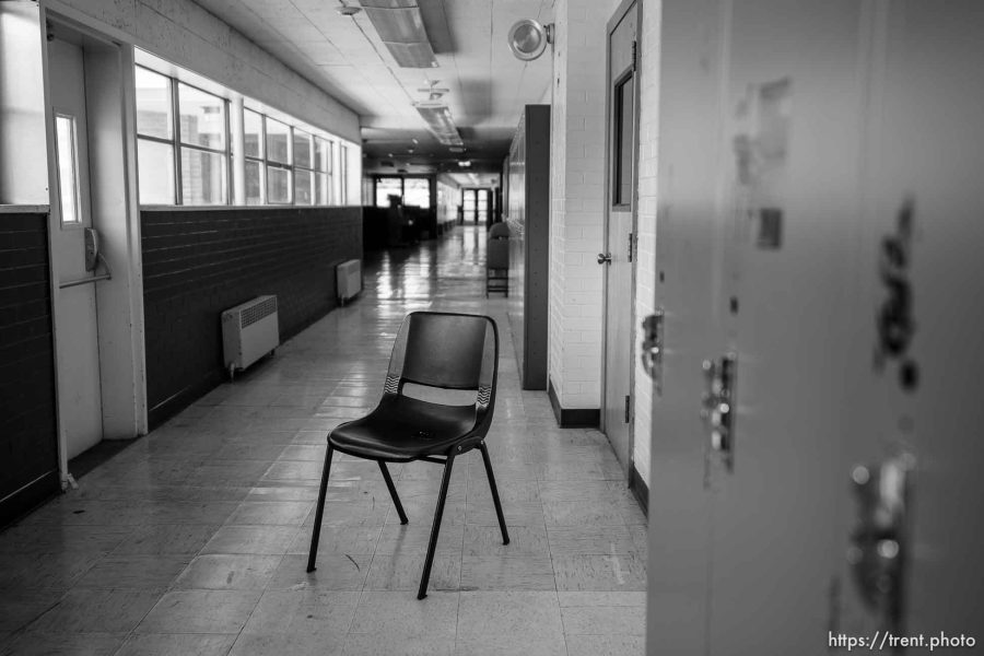 (Trent Nelson  |  The Salt Lake Tribune) A silent hallway at the former Rosslyn Heights Elementary, in Salt Lake City on Tuesday, July 25, 2023.