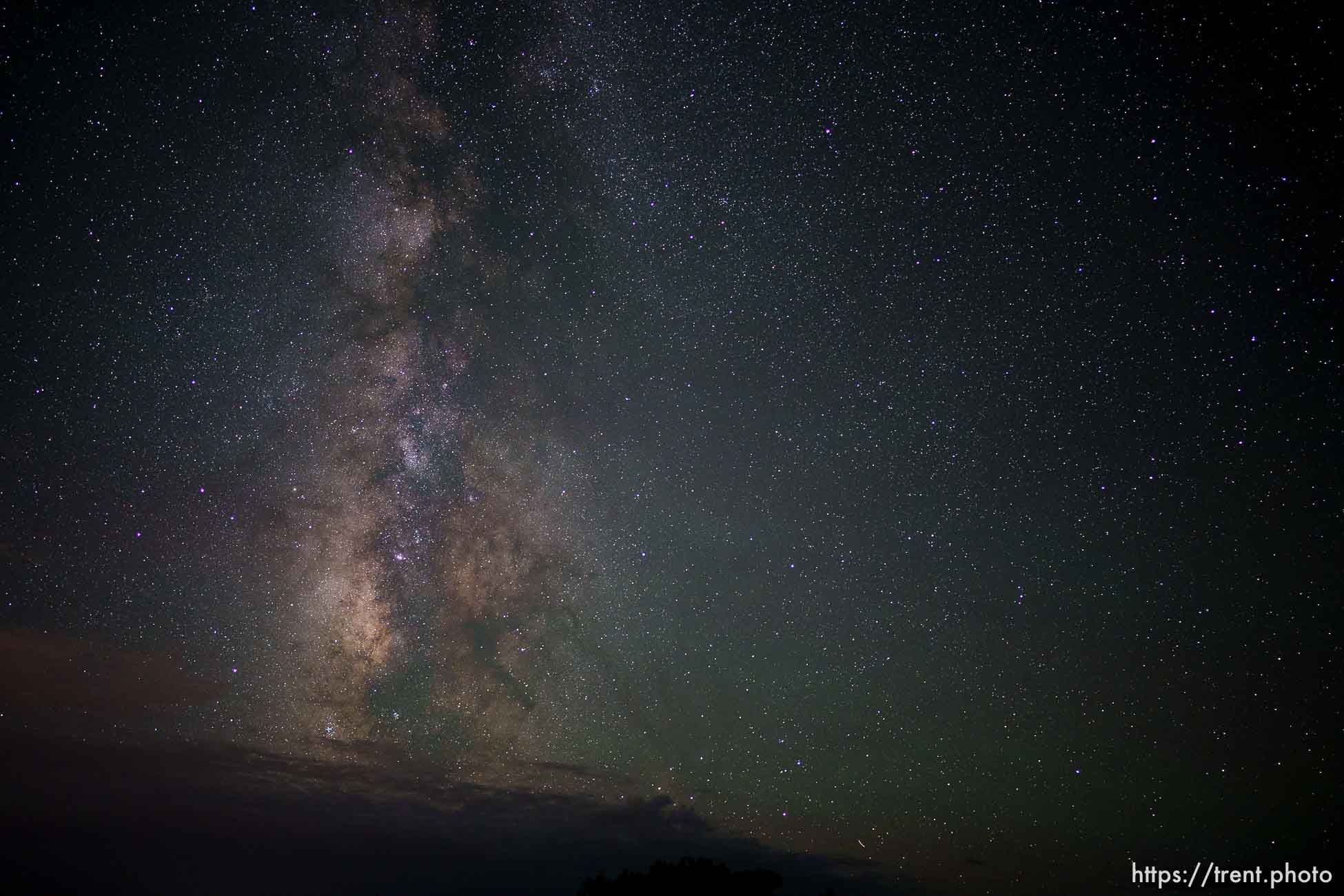 meteor showers and Milky Way near Balance Rock, Arches National Park on Sunday, Aug. 13, 2023.