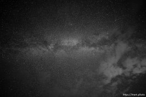 meteor showers and Milky Way near Balance Rock, Arches National Park on Sunday, Aug. 13, 2023.