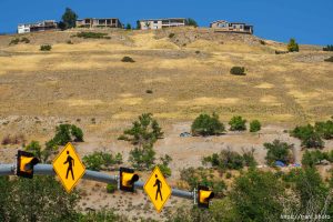 (Trent Nelson  |  The Salt Lake Tribune) Tents on the mountain and homes up top, in Salt Lake City on Wednesday, Aug. 23, 2023.