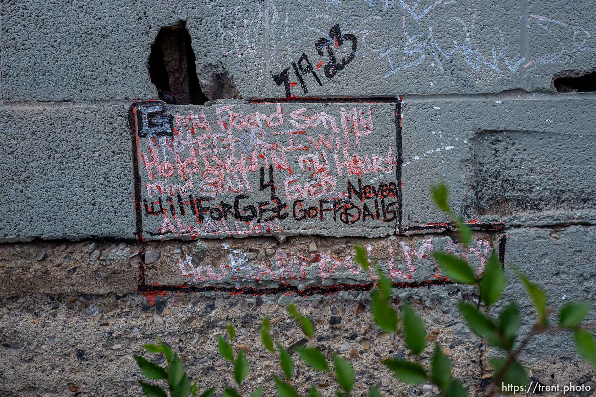 memorial at new unsheltered camping space, Thursday September 21, 2023.