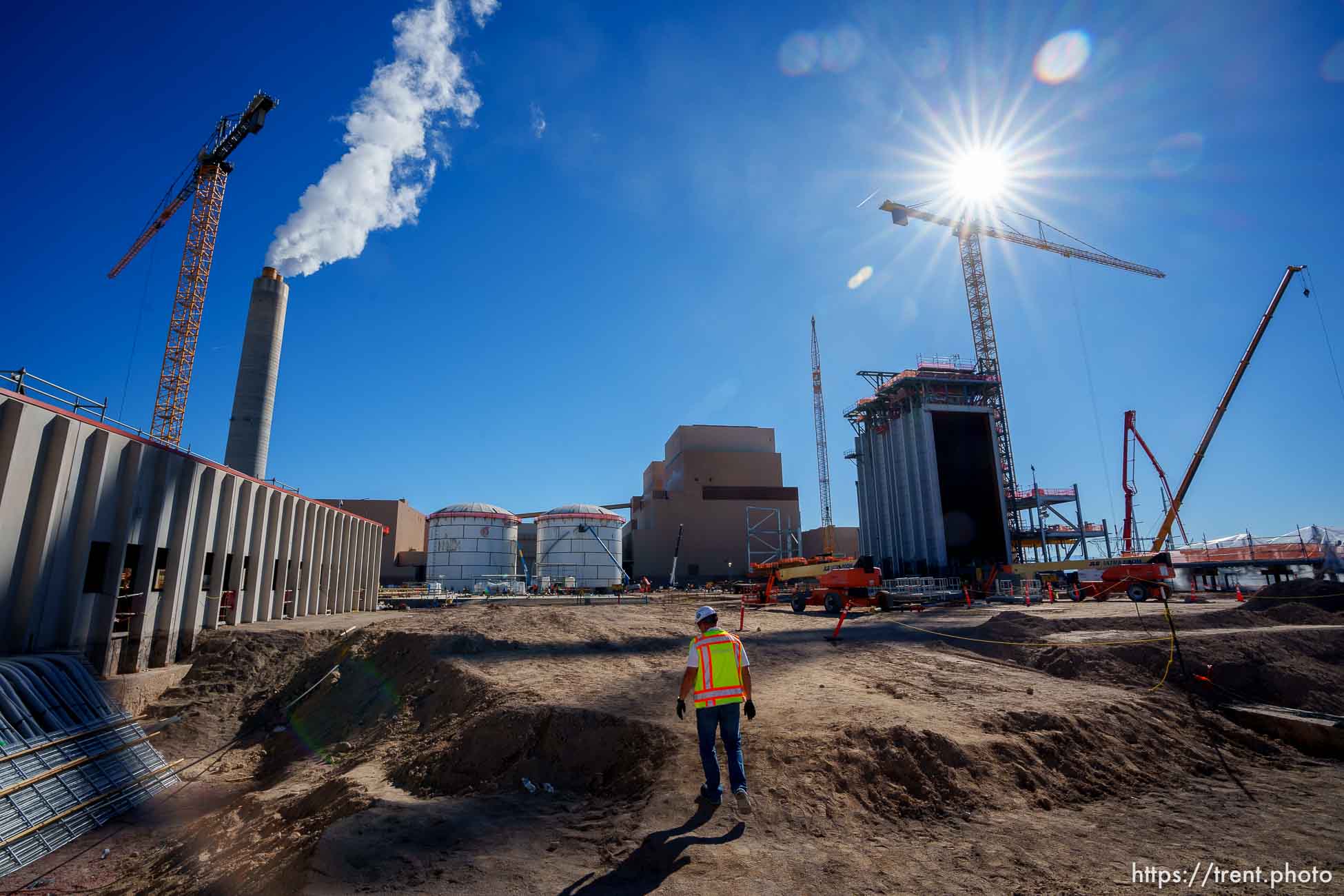 (Trent Nelson  |  The Salt Lake Tribune) Construction of a new green-energy system at International Power Project's coal-fired power plant in Delta on Thursday, Oct. 5, 2023.