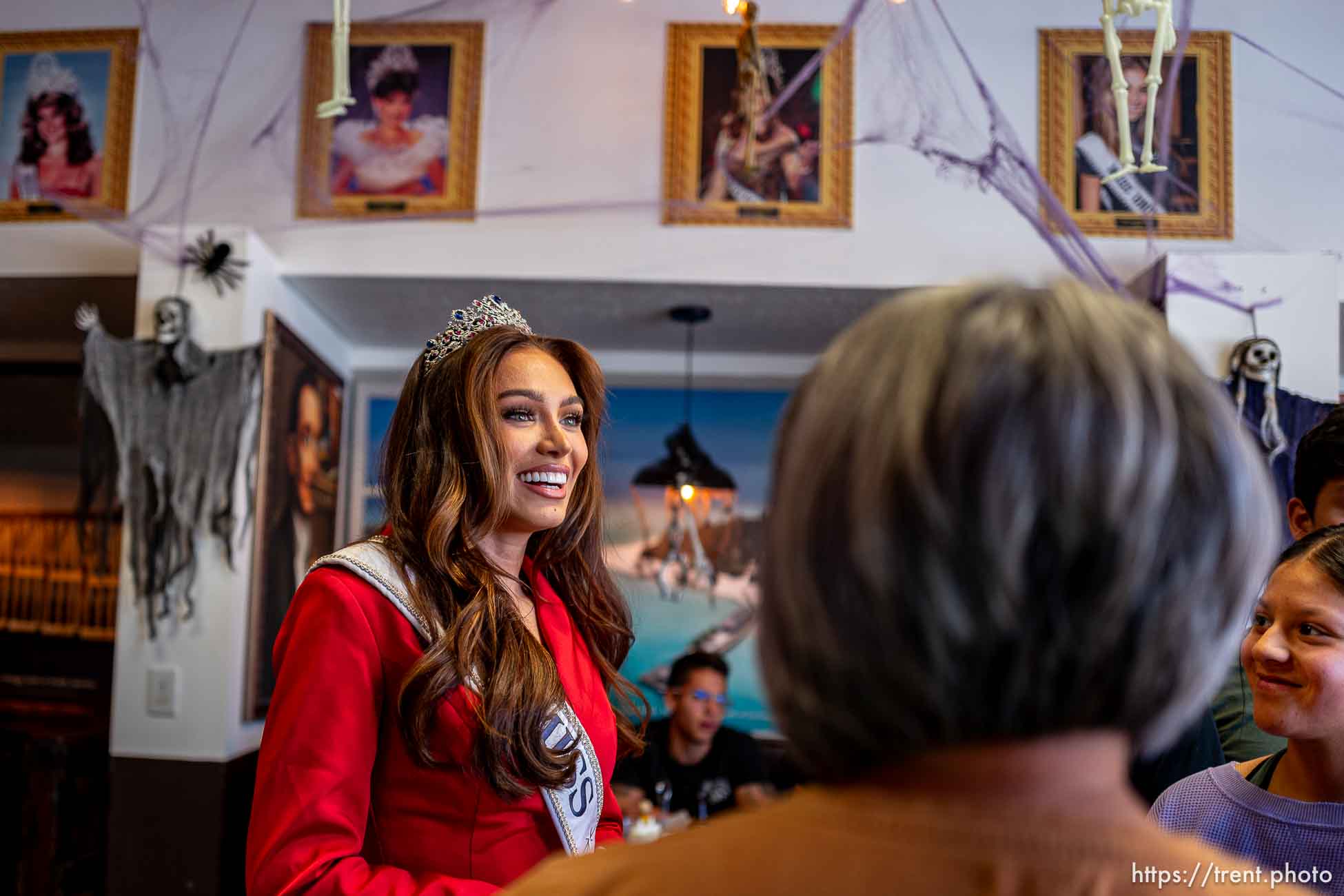 (Trent Nelson  |  The Salt Lake Tribune) Miss USA Noelia Voigt at Arempas in Salt Lake City on Saturday, Oct. 7, 2023.