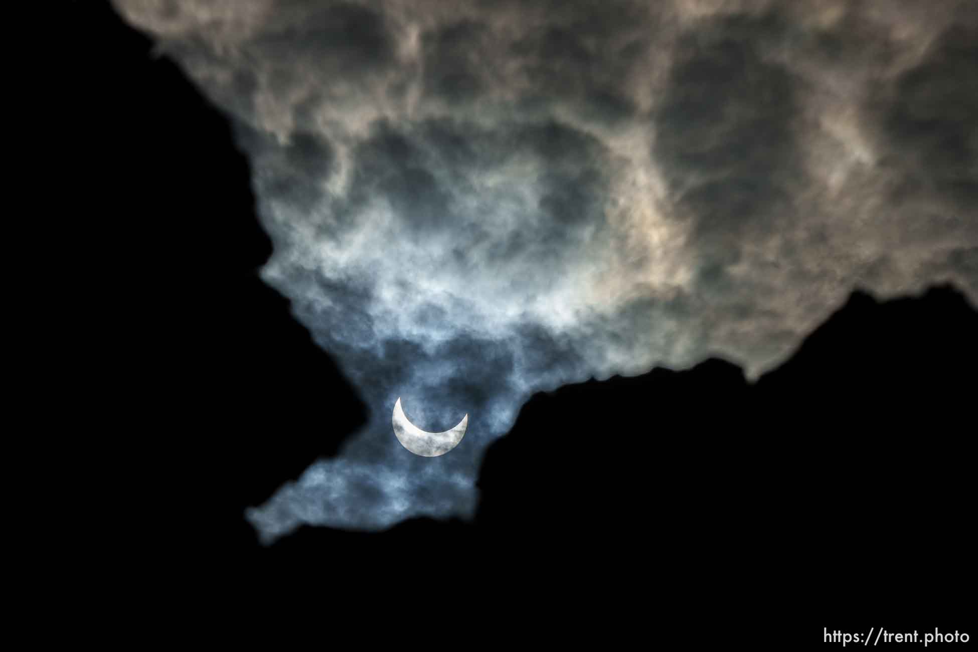 (Trent Nelson  |  The Salt Lake Tribune) The annular solar eclipse as seen in Tooele County north of Ibapah on Saturday, Oct. 14, 2023.