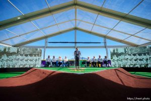 (Trent Nelson  |  The Salt Lake Tribune) Steve Starks speaks at the groundbreaking for the new Salt Lake Bees ballpark and Phase 1 of Downtown Daybreak in South Jordan on Thursday, Oct. 19, 2023.